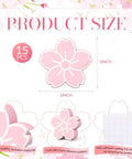 Pink Cherry Blossom PC Case Decor Set Featuring 15 Kawaii Sakura Stickers for Gamer Girls, 1-inch wood with cherry pattern.
