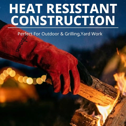 Size M Welding Gloves For Women And Small Hands With Kevlar Reinforcement handling firewood by a campfire at night.