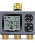 Front view of Water Timer With Brass Inlet For Outdoor Hose 3 Independent Zones Auto Manual Rain Delay IPX5 Waterproof Sprinkler
