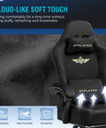 Big And Tall Fabric Gaming Chair With Pocket Spring Cushion For All Day Comfort High Back Ergonomic Computer Chair With Footrest And Lumbar Support Swivel Office Gaming Chair For Adults 350 Lbs Black with cloud-like soft touch upholstery