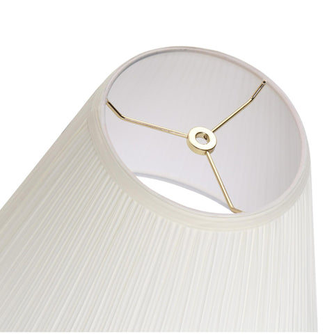 Top view of Hardback Empire Transitional Spider Lamp Shade in Mushroom White Pleated Tetoron Cotton with spider fitter for harp lamps