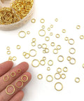 Over 1050 Pcs Open Jump Rings Set In Gold Tone, 304 Stainless Steel, Six Size Range From 4mm To 10mm for jewelry making