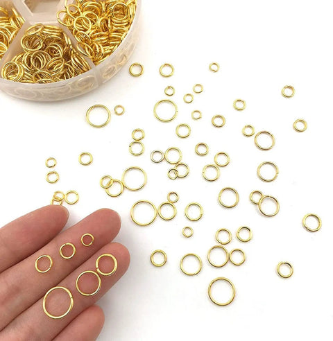 Over 1050 Pcs Open Jump Rings Set In Gold Tone, 304 Stainless Steel, Six Size Range From 4mm To 10mm for jewelry making