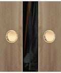 Easy Snap In Closet Door Finger Pull fits a two and one eighth inch hole, 4-Pack durable steel construction, polished brass finish installed on door