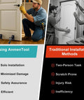 Comparison of using Heavy Duty Door Lifter Kit With Rolling Door Dolly Wheels For Pre Hung Doors Up To 800 lb Pro Grade vs. traditional methods.