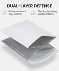 Bubble Mailers 6 Point 5 By 10 Self Seal Padded Envelopes White 250 Pack showing poly exterior and bubble interior
