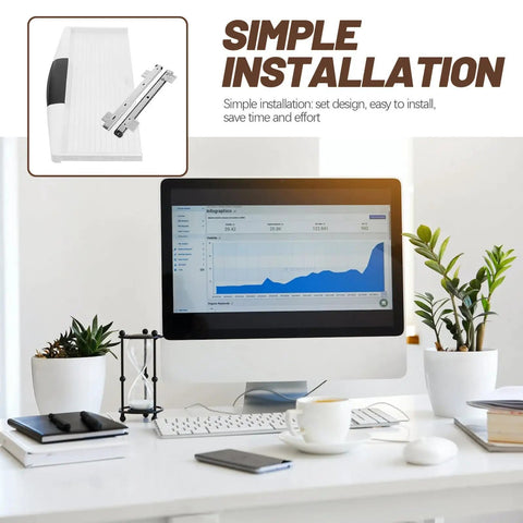 Heavy Duty Sliding Keyboard Tray With Built In Pen Slot And Slick Silver Glide Rails For No Sweat Under Desk Organization, simple installation view.