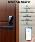 Smart Door Lock With Handle 6 Way Unlocking Fingerprint App Passcode Keyless Entry IC Card And Alexa Voice Control