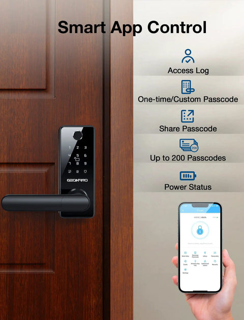 Smart Door Lock With Handle 6 Way Unlocking Fingerprint App Passcode Keyless Entry IC Card And Alexa Voice Control