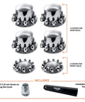Chrome Front And Rear Wheel Cover Set For Semi Trucks With 33mm Screw On Lug Nut Covers And Install Tool Universal 11 1 Quarter Inch Bolt Circle