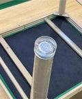 Clear Rubber Furniture Glides Leveling Feet With M6 And M8 Thread Stems For No Sweat Install and Heavy Duty Floor Protection on a chair leg.