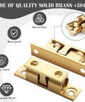 Double Roller Catch Cabinet Latches Set, Adjustable Double Ball Tension Brass Door Latch, gold finish, rust-proof, durability