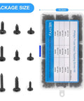 Top Shelf 540 Piece Phillips Truss Head Self Tapping Screw Assortment Kit With Washers Black carbon steel screws in clear box