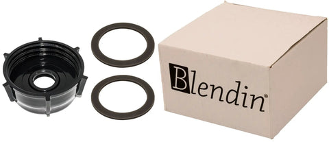 Replacement Plastic Base Bottom Jar Cap With Two Rubber O Ring Gaskets For Oster And Osterizer Blenders next to branded box