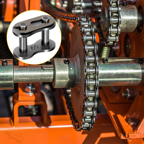 Shop Quality Industrial Number 60 Roller Chain Connecting Links With Master Connector Hardware Built Like A Tank Carbon Steel, showing chain and master link in use.
