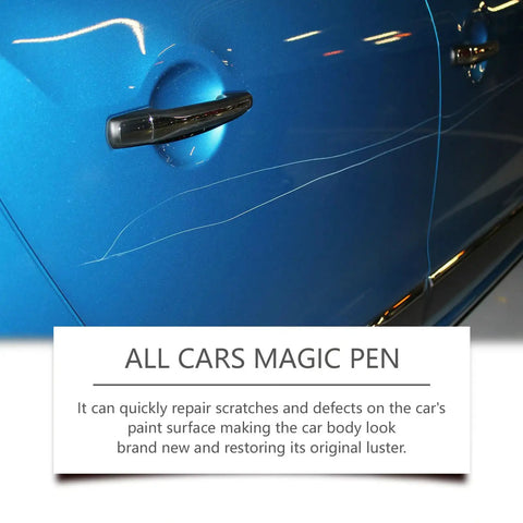 All Colors Car Scratch Repair Pen Easy Touch Up For Light Scratches And Chips Universal Paint Match Handy Portable Auto Scratch Remover For Vehicles Safe On Clear Coat Quick DIY Car Body Repair Tool next to car door scratch.