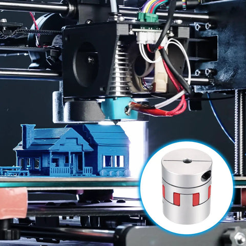 Rock Solid Aluminum Shaft Coupling for 7mm to 10mm Shafts, Flexible Spider Coupler 50mm by 40mm, Plug and Play Jaw Style Shaft Joint Connector for 3D Printers, DIY CNC Routers, Milling Machines, and Motion Control on a 3D printer