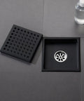 6 Inch Brushed Nickel Square Shower Drain With Adjustable Base Flange In SUS304 Stainless Steel and Removable Mesh Grille