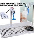 Recessed Countertop Pitcher Rinser Built From Heavy Duty 304 Stainless Steel With A High Pressure Multi Angle Spray Head And Integrated Drain Pan Fast Hookup For Home Bars Cafes Slick Cleanup Essentials showing faucet and drainage.