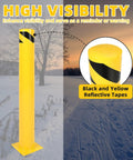 Two Beefy 42 Inch Steel Safety Bollards Rock Solid Parking Barrier Posts Powder Coated Finish with black and yellow reflective tape
