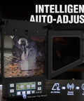 Auto Darkening Welding Helmet With 180 Degree Panoramic View True Color Lens Internal Digital Display open showing controls