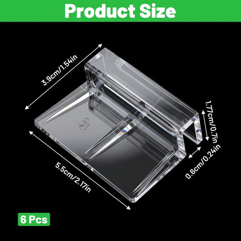 Built Different Acrylic Fish Tank Lid Clips Six Pack Crystal Clear Rimless Aquarium Cover Brackets For 5 To 6 Millimeter Glass size details