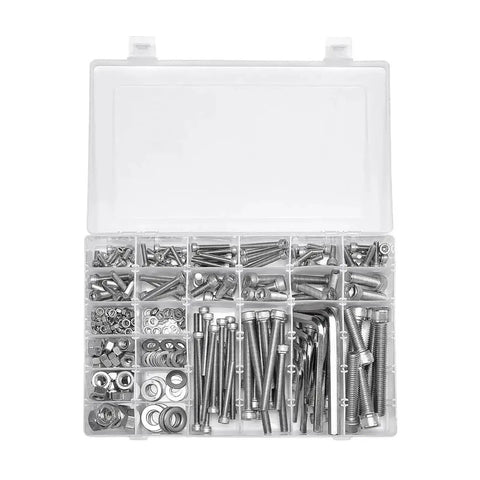 Heavy Duty Stainless Steel Bolt Nut Washer Kit With M5 M6 M8 M10 Socket Cap Screws, 365 Piece All In One Assortment For Auto Repairs, Home Improvement, Furniture Projects And DIY Gear.