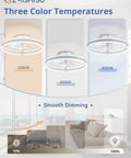 Slick Low Profile Ceiling Fan With Smart LED Light And Dual Remote And App Control Small Room Cooler warm to cool adjustable breeze with dimmable settings.
