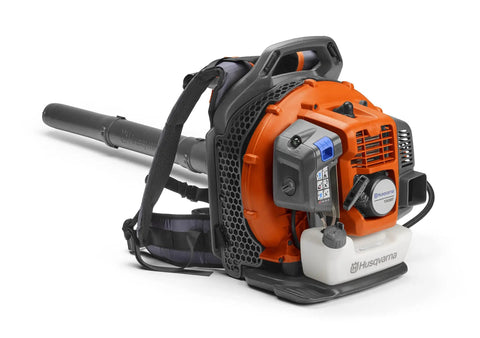 Gas Backpack Leaf Blower With 51cc 2.16 HP Two-Cycle Engine 765 CFM Air Flow At 270 MPH Ergonomic Harness System, side view.