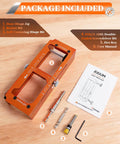 Pro Grade Aluminum Door Hinge Jig Router Template, Adjustable Mortise Jig For 2.5 To 5 Inch Hinge Mortises, CNC Machined Aluminum Alloy with components displayed on wooden surface