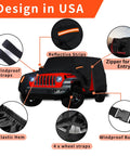 Jeep Wrangler 2 Door Waterproof Car Cover Highly Adjustable All Weather Outdoor Protection With Driver Door Zipper Custom Fit