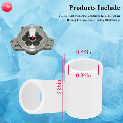 Ice Maker Bushing Kit For Opal Nugget Ice Makers 1.0 And 2.0 6 Hole Extruder, 2 white bushings, 0.55in x 0.86in
