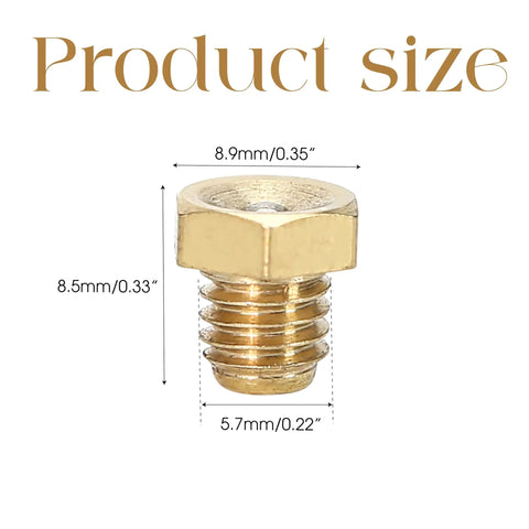 Copper Zerk Grease Fittings Flush Low Profile M6x1mm Plug Hex Head Thread Mount with size dimensions