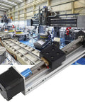 Pro Grade Electric CNC Linear Stage Actuator With 300mm Cross Sliding Table in a factory setting showcasing precision engineering.