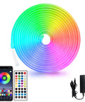 Lit 16.4ft RGB LED Neon Strip Lights With Remote App Control IP65 Waterproof Rope Lights 24V Low Voltage For Bedroom, Living Room, Outdoors Decor