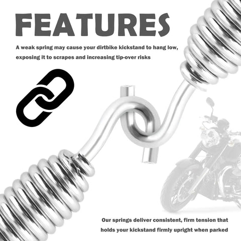 Heavy Duty Aluminum Motorcycle Kickstand Springs Pair OEM 50005-85A Fits Harley Softail Fxst And Tour Glide Flt close-up of spring detail.