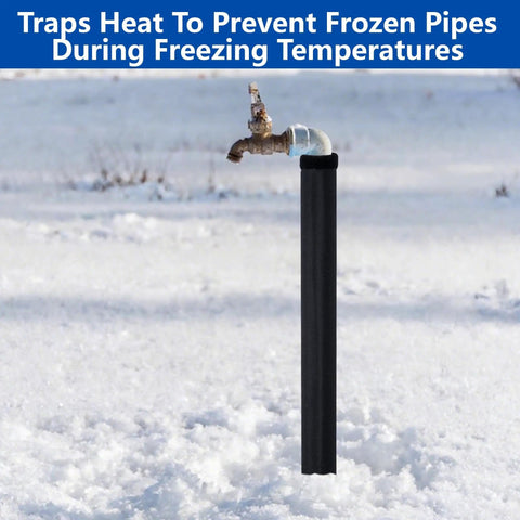Two Pack 3 Layer Outdoor Pipe Insulation Sleeve Cotton Tube 24 By 8 Inch 600D Water Pipe Wrap in snowy landscape