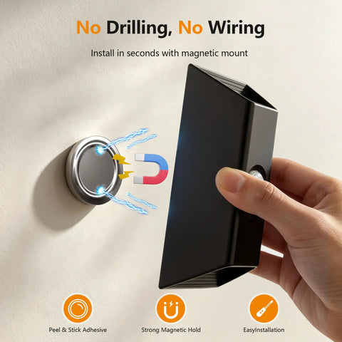 Fuligent Motion Sensor Light Indoor, Rechargeable Wall Sconce, 2 Pack, showing magnetic mount installation process.