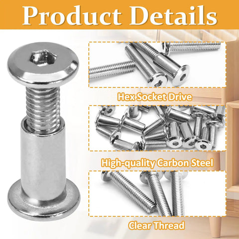 Top Shelf M6x20mm Hex Socket Cap Bolts With Barrel Nuts And Heavy Duty Carbon Steel Fastener Kit Plus M4 Allen Wrench Offering Corrosion Resistant Silver Hardware For Bike Builds And Custom Rides - Close-up view of hex socket cap bolt and fastener details.