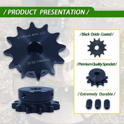 Hardened Black Oxide #40 Sprocket 18 Tooth With 5/8 Inch Finished Bore And Keyway, precision drive component for power transmission.