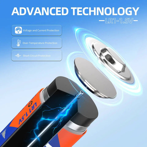 Built Different N Size Alkaline Batteries 1.5 Volt Non Rechargeable Power Cells Five Pack Mn9100 E90 Lr1 showcasing advanced technology features.