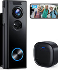 Wireless 2K Doorbell Camera With No Subscriptions, 2 Way Audio, Instant Alerts, Human Detection, Night Vision, 2.4GHz WiFi