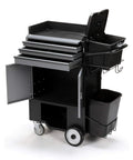 Heavy Duty Painters Utility Cart Featuring Plug And Play Setup And Five Gallon Bucket Holder Built Like A Tank For Rough Job Site Grind And Smooth Rolling with drawers and storage compartments.
