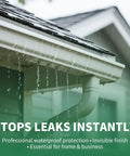 Clear Water Based Waterproof Sealant 16 Oz Ultra Strong Leak Repair Coating for roofs showing water protection on a house gutter