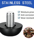 Tough As Nails M8 Adjustable Leveling Feet 32 Pack Stainless Steel with black rubber footer for moisture-proof support.