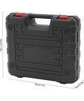 Heavy Duty 21V Brushless Cordless Metal Shear With Swivel Head And Variable Speed in black protective carrying case.