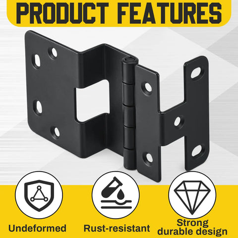 2 Pack Five Knuckle Door Hinges For Three Quarter Inch Doors, 270 Degree Institutional Hinge, black powder finish, close view