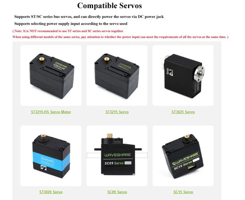 Compatible ST/SC servo motors display for Two Pack Serial Bus Servo Driver Board With Integrated Power Supply And Control Circuit.
