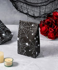 Spooky Spider Web Floral Wrapping Paper 18x18 Inches Black White Bouquet Wrap for Halloween Gifts Birthday Florist Supplies Kraft Style