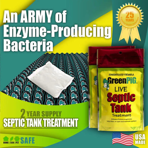 Enzyme Based Septic Tank Treatment Packets For Preventative Maintenance That Stops Clogs And Odors 2 Year Supply packaging